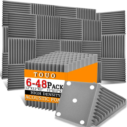 TOUO Acoustic Foam Panels - Sound Absorbing Wall Tiles for Studio Recording, Home Theater & Noise Reduction Treatment