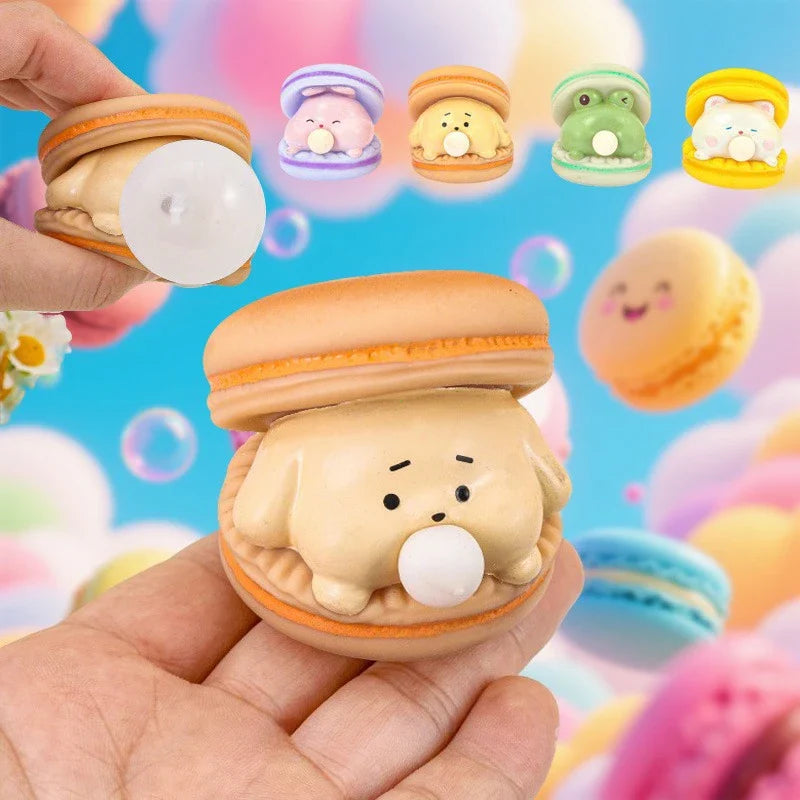Cute Animal Spit Bubble Burger Toy – Stress Relief Pinch Toy for Kids, Office Fun & Desktop Decor