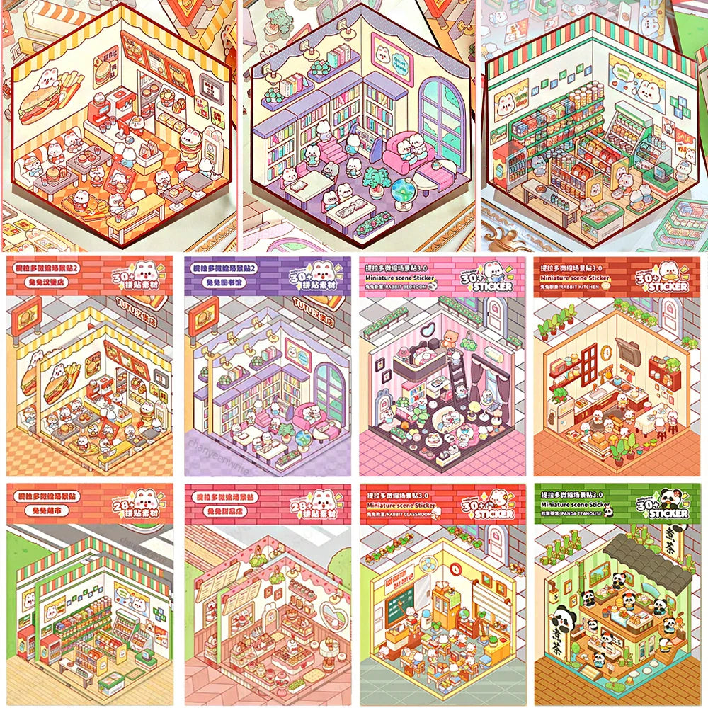 3D Cartoon DIY Landscaping Stickers - Miniature Scene Visual Stacking | Stress Relief Gift for Kids, Babies & Students