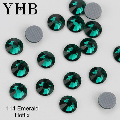 YHB 101-127 Hotfix Crystal Rhinestones - Glitter Glass Flatback Gems for Bags, Shoes, Garments, Phone & Nail Art DIY