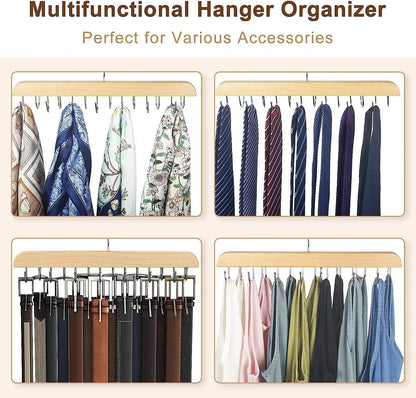 Wooden Belt and Scarf Rack Organizer – Wardrobe Hanger for Belts, Ties, and Accessories, Men’s and Women’s Clothing Storage   2/2