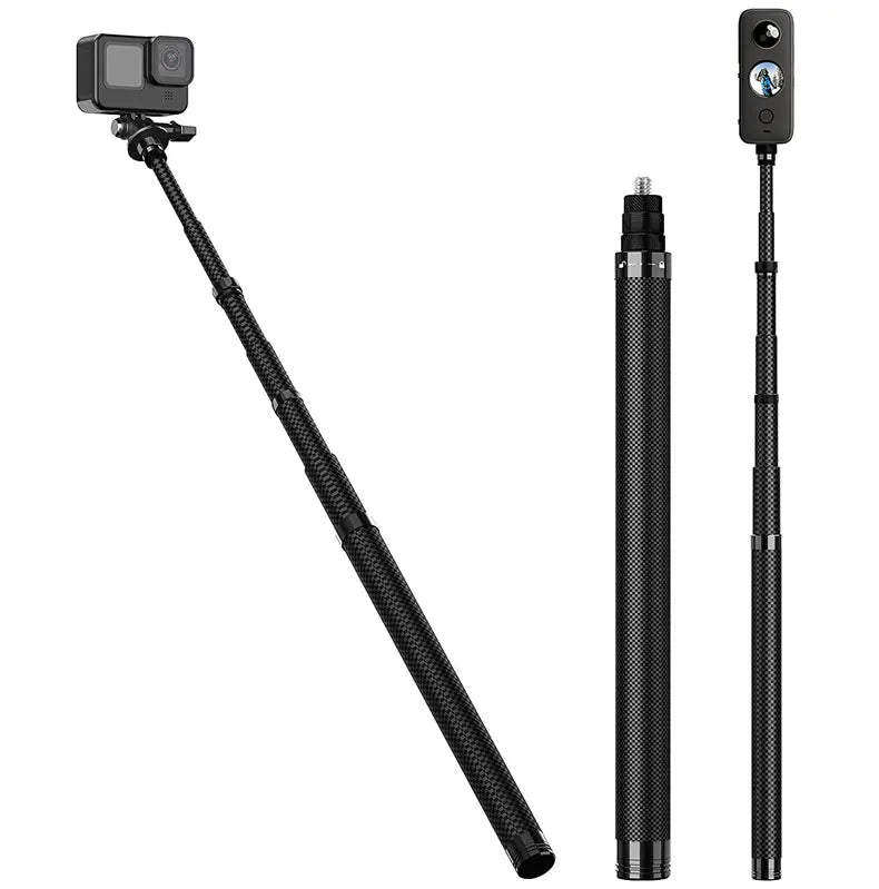 Carbon Fiber Invisible Selfie Stick 1.2m/3m – Bullet Time Rotating Tripod Handle for GoPro & Insta360 X4/X3/X2