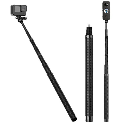 Carbon Fiber Invisible Selfie Stick 1.2m/3m – Bullet Time Rotating Tripod Handle for GoPro & Insta360 X4/X3/X2