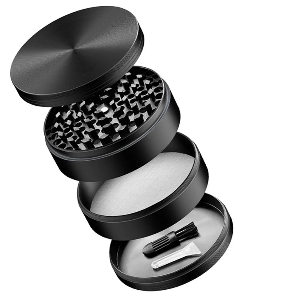 75mm (3") 4-Layer Zinc Alloy Herb Grinder — 4-Piece Large Spice & Smoking Crusher