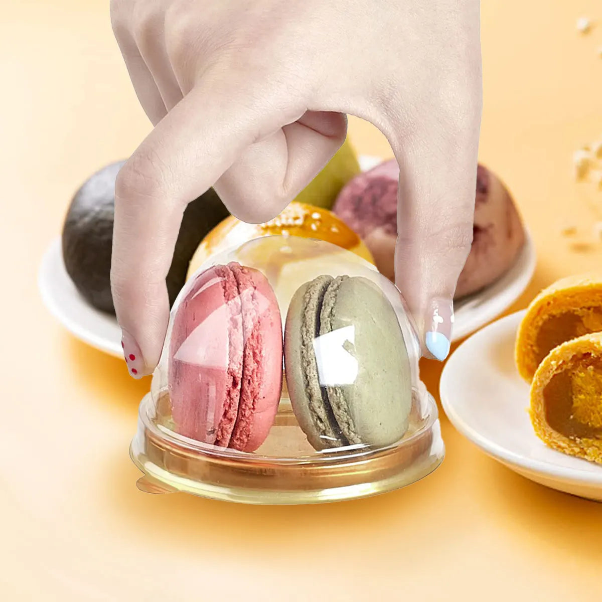 50pcs Mini Transparent Cake Boxes - Cupcake Dome Containers for Pastry Baking, Ideal for Wedding Party Supplies and Gifts