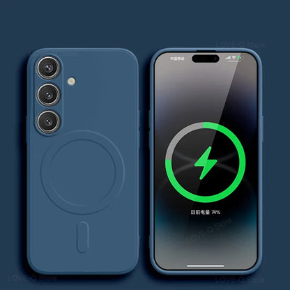 MagSafe Magnetic Silicone Case - Soft Wireless Charging Cover for Samsung Galaxy S26 S25 S24 S23 Ultra Plus FE