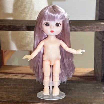 16CM Articulated Doll — 3D Simulation Eyes, 13-Joint Multi-Expression Little Girl Toy