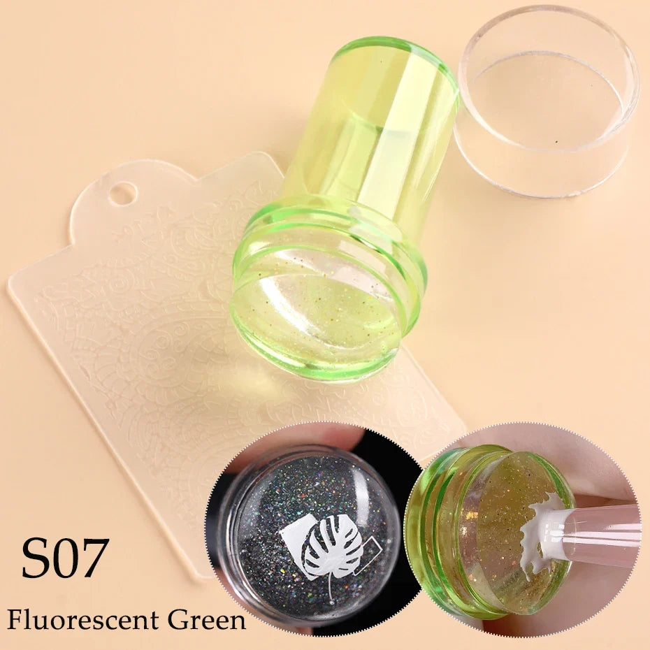 Transparent Nail Art Stamper Kit - French Manicure Stamping Plate, Scraper & Polish Tools
