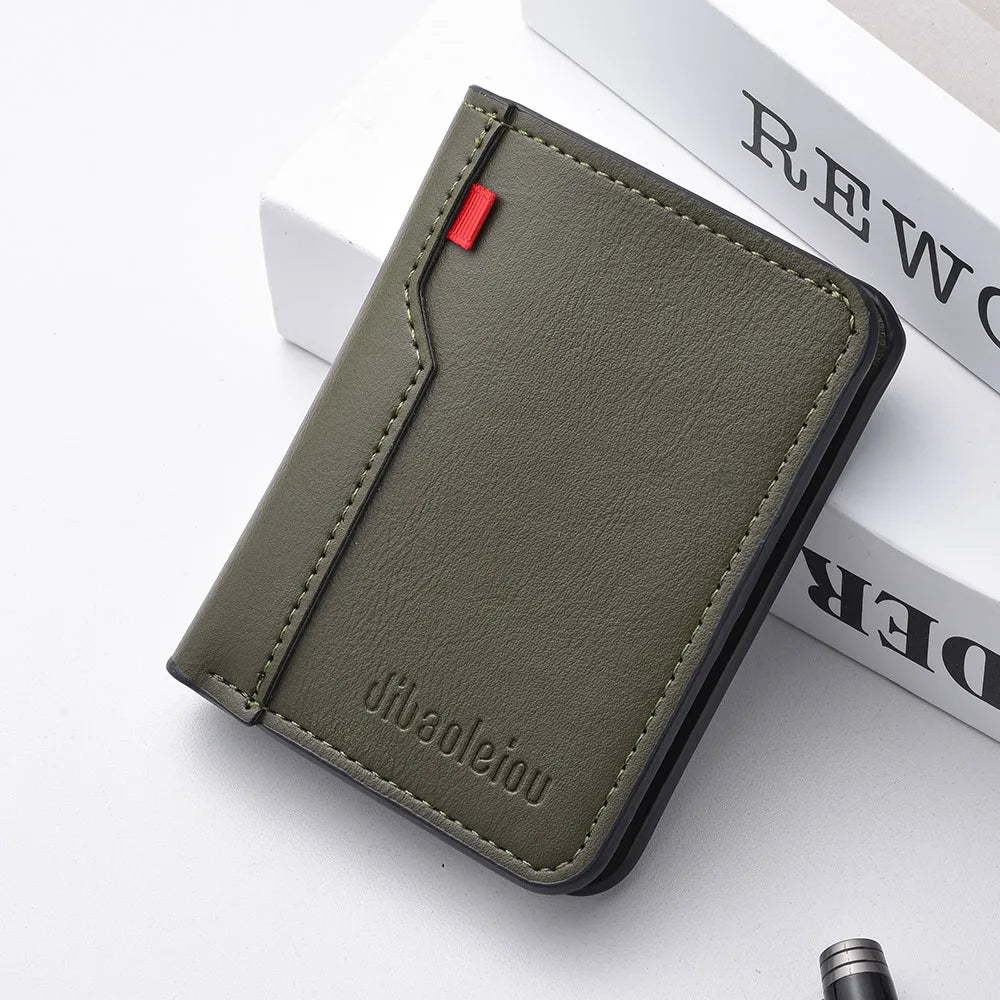 Ultra-Thin Mini PU Leather Credit Card Wallet – High-Quality Vertical Men’s Wallet Holder