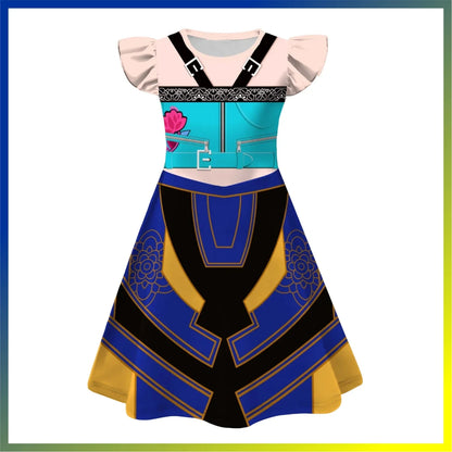 Halloween Zoey, Mira, Rumi Cosplay Costume – Colorful Demon Hunters Flying Sleeve Dress for Girls, Movie K-Pop Idol Role-Play