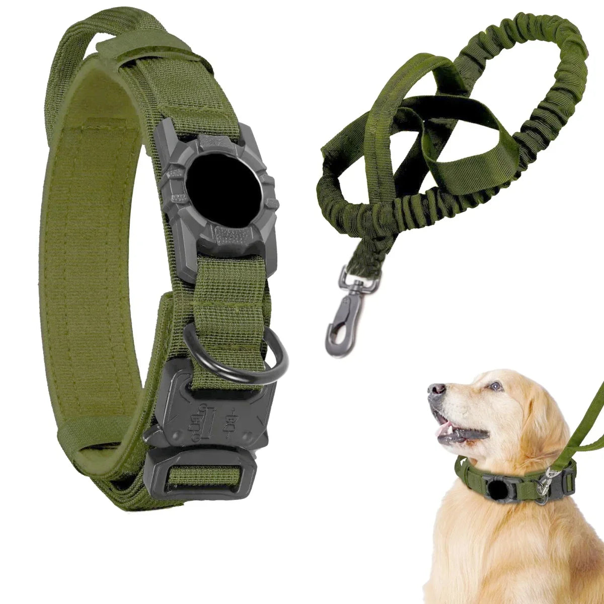 Adjustable Nylon AirTag Dog Collar with Metal Buckle – Anti-Lost Tactical Pet Tracking Accessory