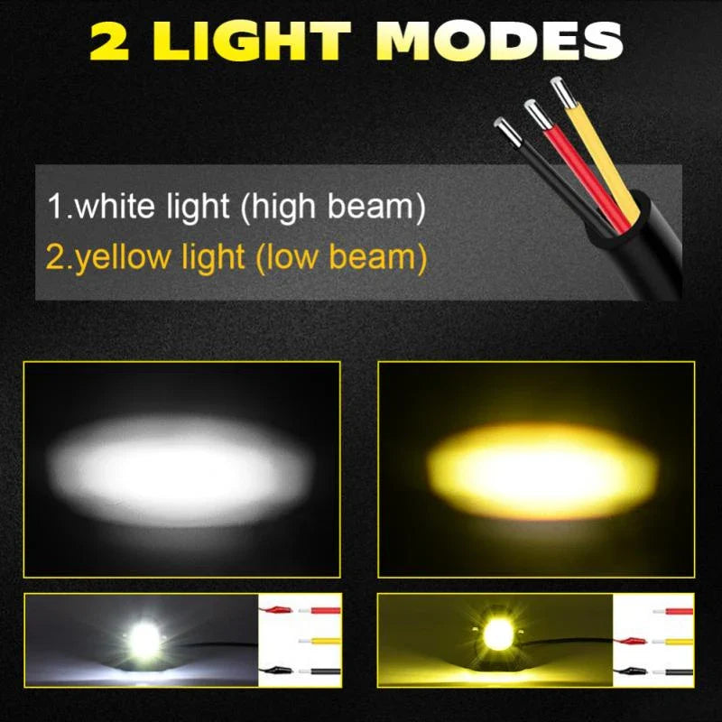 1/2PCS V7 Pro Mini LED Driving Light — 40W High/Low Beam with White & Yellow Korea LED Chip