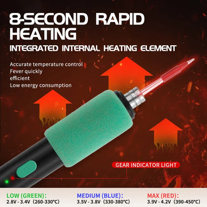 LF USB Soldering Iron 8W – 3-Level Adjustable Temperature Rechargeable Lithium Battery Welding Kit for DIY Electronics & Home Repair Soldering Set