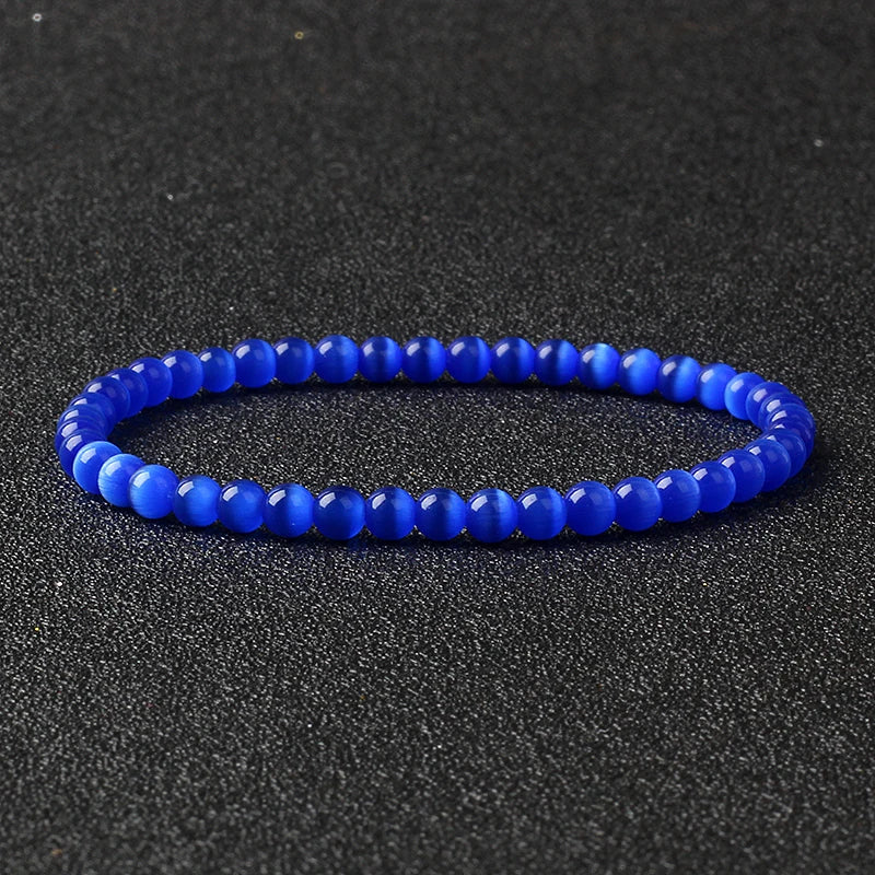 4mm Natural Stone Bead Stretch Bracelet for Men & Women – Agate Lava Handmade Reiki Crystal Jewelry