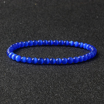 4mm Natural Stone Bead Stretch Bracelet for Men & Women – Agate Lava Handmade Reiki Crystal Jewelry