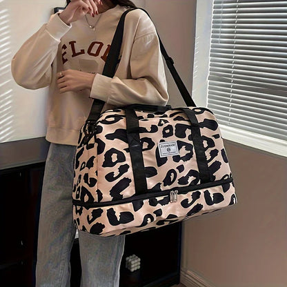 Women’s Carry-On Travel Bag – Spacious Animal Print Nylon Gym & Sports Bag, Large Capacity Weekend Overnight Bag