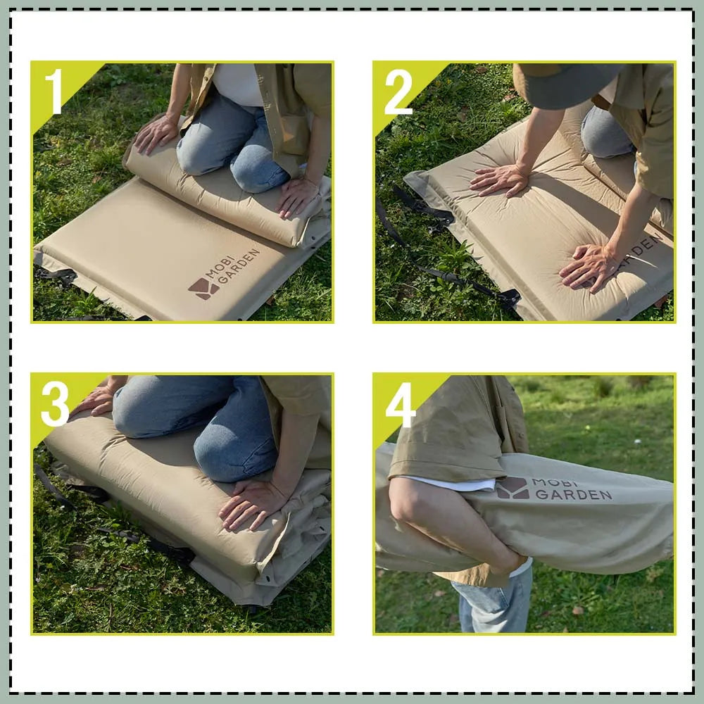 MOBI GARDEN Camping Inflatable Air Mattress – 8CM Thick Portable Single Bed for Outdoor & Car Use
