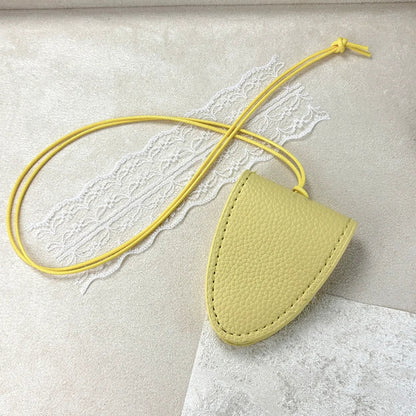 Hanging Neck Eyeglasses Storage Bag with Chain – Unisex Leather Sunglasses Case & Portable Key Holder Pendant