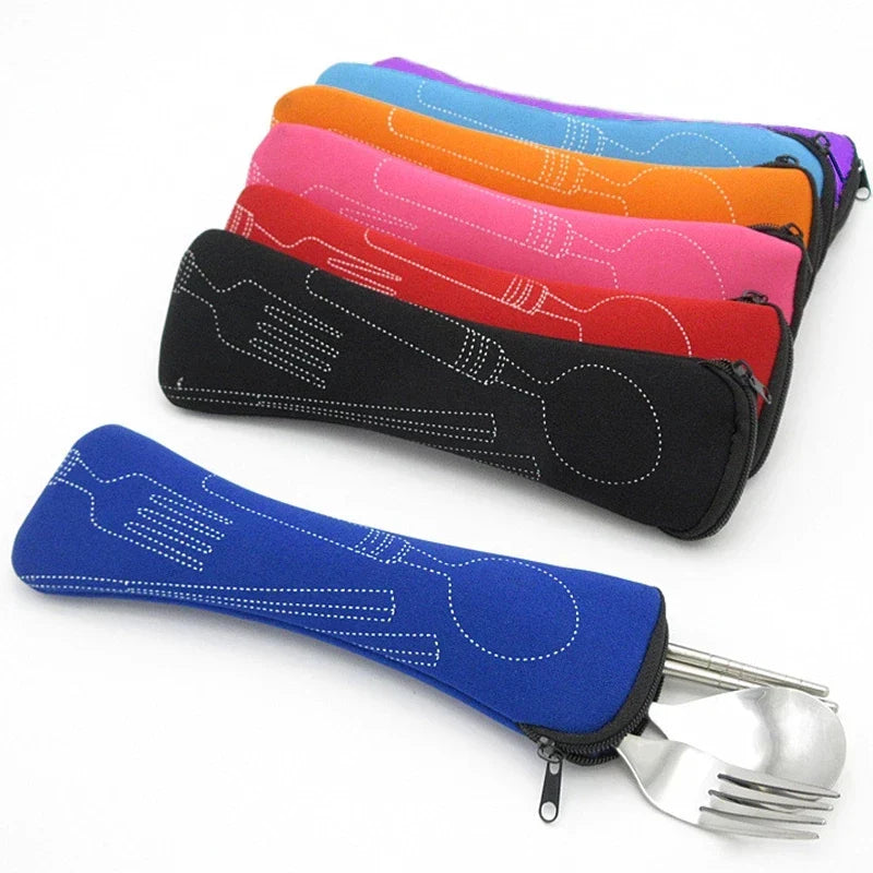 Portable Tableware Storage Bag – Cutlery Packaging Pouch for Forks, Spoons, Knives, Travel Dinnerware Case with Zipper