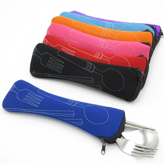 Portable Tableware Storage Bag – Cutlery Packaging Pouch for Forks, Spoons, Knives, Travel Dinnerware Case with Zipper