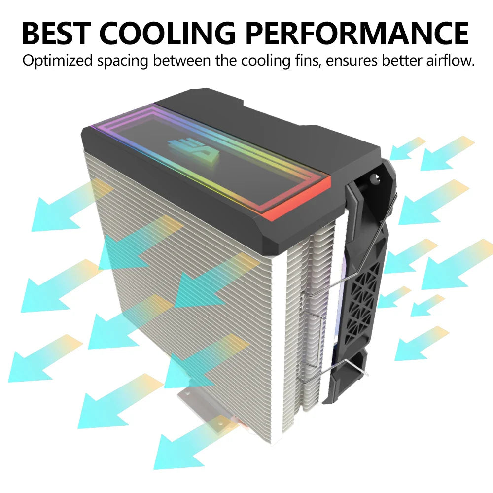 Darkflash U400 ARGB CPU Cooler — 4 Heat Pipe 120mm PWM Air Cooler for Intel LGA 115X/1200/1700 & AMD AM4/AM5