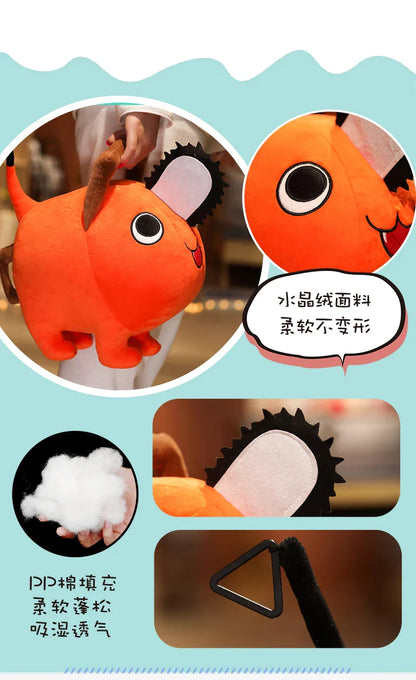 Pochita Plush Doll 10-40cm – Chainsaw Man Anime Soft Toy, Cute Stuffed Cartoon Pillow for Kids & Xmas Gifts