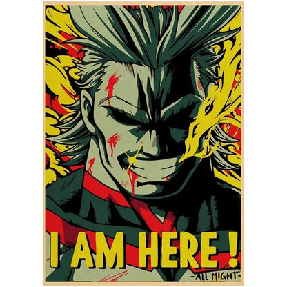 Vintage My Hero Academia Anime Poster – Retro Kraft Style Wall Art for Home Decor, Cartoon Painting & Room Decoration Sticker