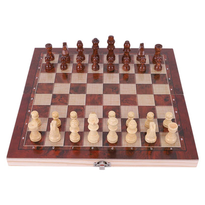 29x29cm Large 3-in-1 Chess Board – Foldable Chess, Checkers & Backgammon Set for Kids & Adults, Strategic Thinking Game