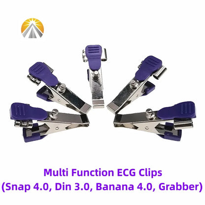 Multi-Function Veterinary ECG Clips — EKG Electrodes for Animals with DIN 3.0, Banana 4.0, or Snap 4.0 Cable Compatibility