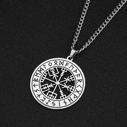 Viking Nordic Rune Compass Necklace – Stainless Steel Triquetra Amulet Pendant Jewelry Gift