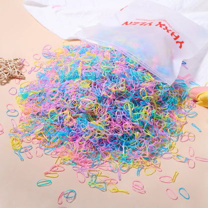 500/1000/2000PCS Colorful Disposable Rubber Hair Ties – Ponytail Holders for Girls & Kids Hair Accessories