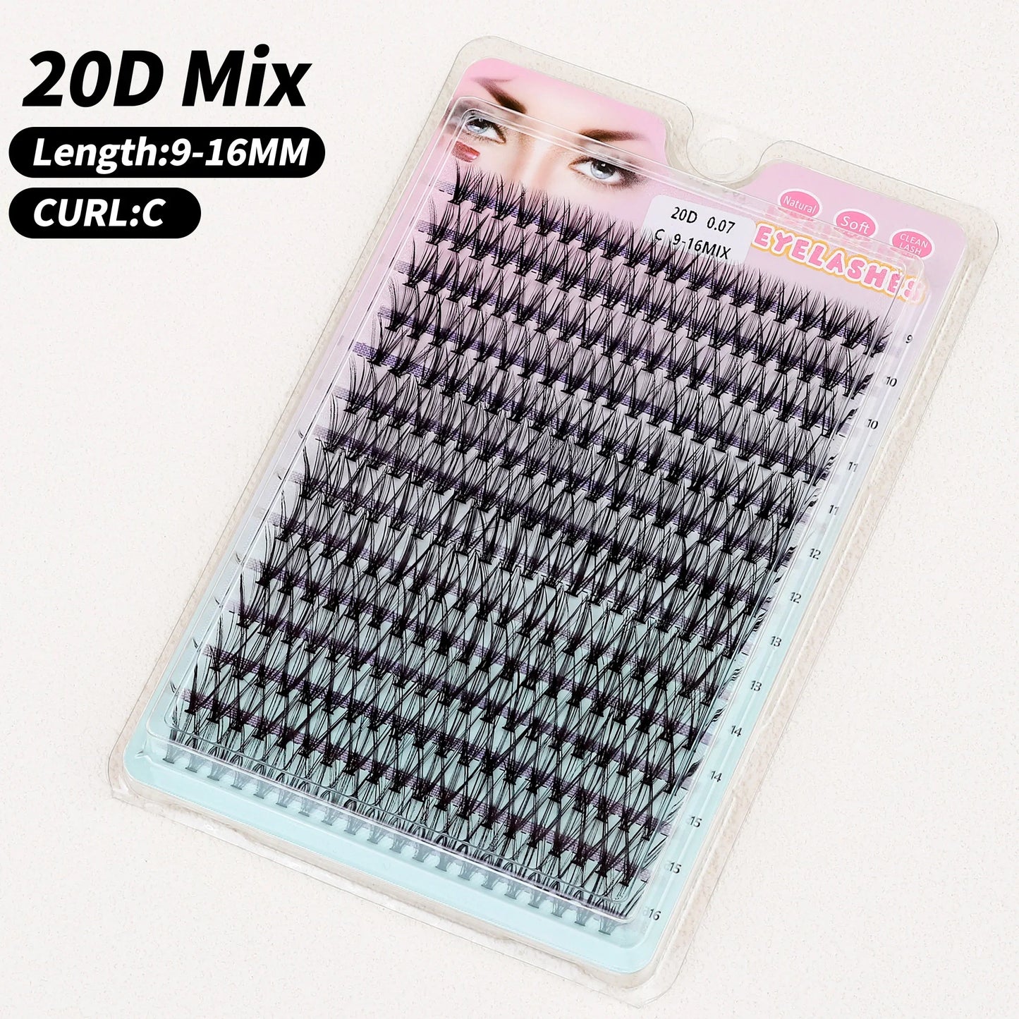 Individual Cluster Lashes – 20-100D Natural Look DIY Eyelash Extensions, 280pcs Mixed Tray Volume Lashes