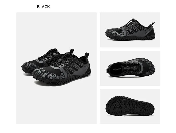 HOBIBEAR Wide Toe Barefoot Shoes – Unisex Artificial Leather Outdoor Walking Sneakers, Zero Drop Minimalist with Elastic Band