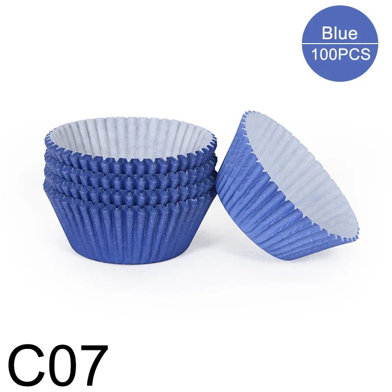 100pcs Oilproof Muffin Cupcake Liners – Solid Color Baking Paper Cups for Cakes, Birthday Party & Decorating Baking Tray Accessories