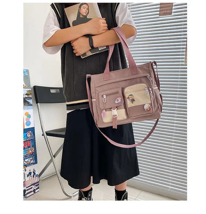 Waterproof Canvas Women’s Handbag – Nylon Shoulder Tote, Oxford Crossbody Messenger Bag for Girls