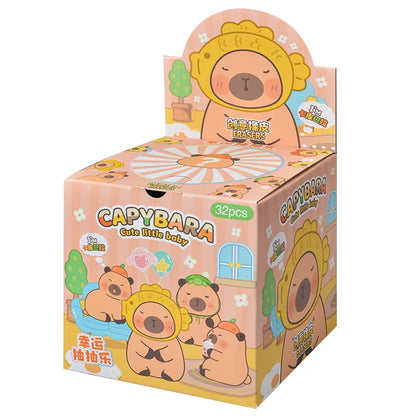 Original Capybara Blind Bag 32pcs — Cute Little Baby Character Rubber Figures, Learning Stationery Toy for Kids & Gifts