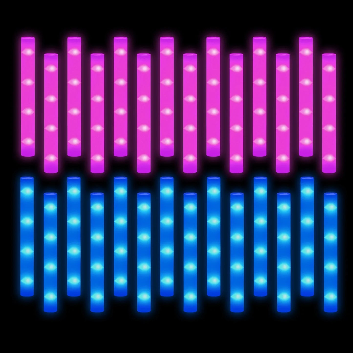 400-30PCS LED Foam Glow Sticks – 3 Modes Party Supplies for Weddings, Birthdays, Concerts, Halloween & Christmas