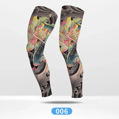KoKossi Tattoo Print Leg Sleeves - Ice Silk Breathable Non-Slip Compression Sleeves