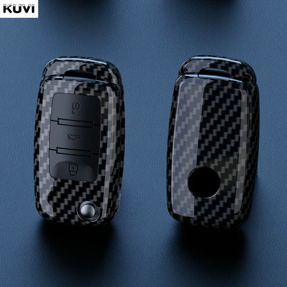 Carbon Fiber ABS Car Key Cover Case for VW Volkswagen – Fits Polo, Tiguan, Passat, Golf 7, Jetta, Skoda, Kodiaq, Superb, Octavia, Seat