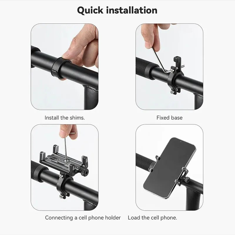 Aluminum Bicycle Phone Holder — Adjustable, Nonslip MTB Bike Mount Stand for Secure Phone Attachment