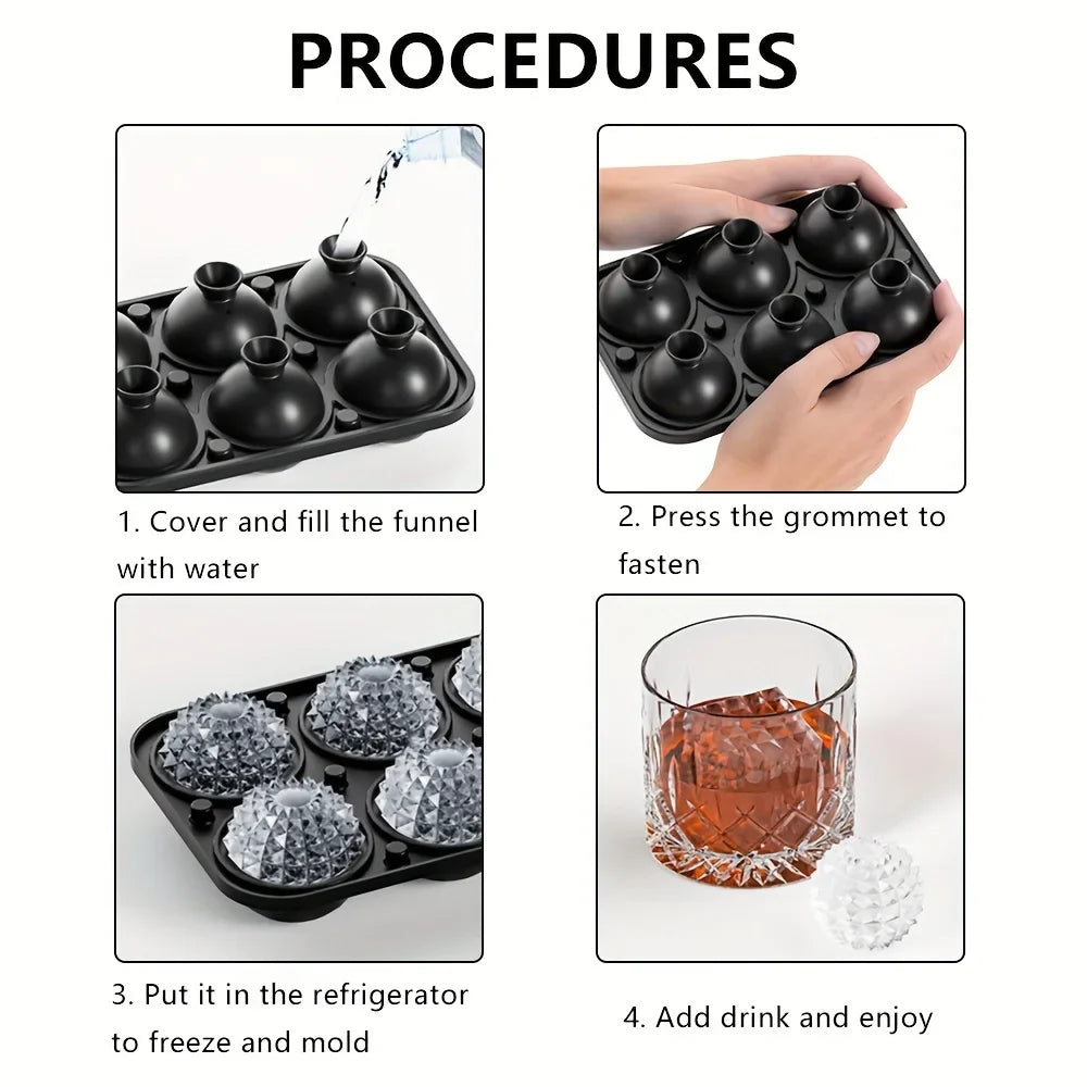 Easy-Release Silicone Ice Cube Tray with Funnel – Stackable Leakproof Design for Whiskey & Drinks, Perfect for Parties & Home