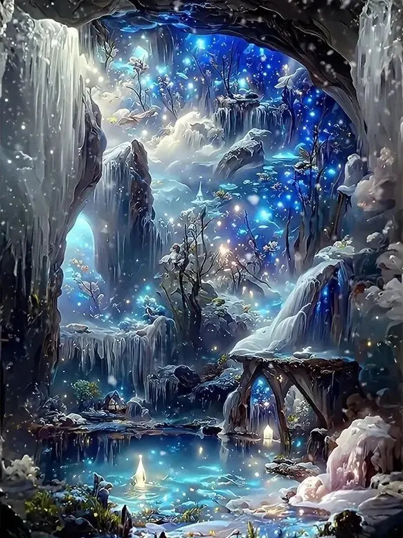 5D Diamond Painting Landscape – Full Round Drill Mosaic Fantasy Artwork, 30x40cm for Interior Decor