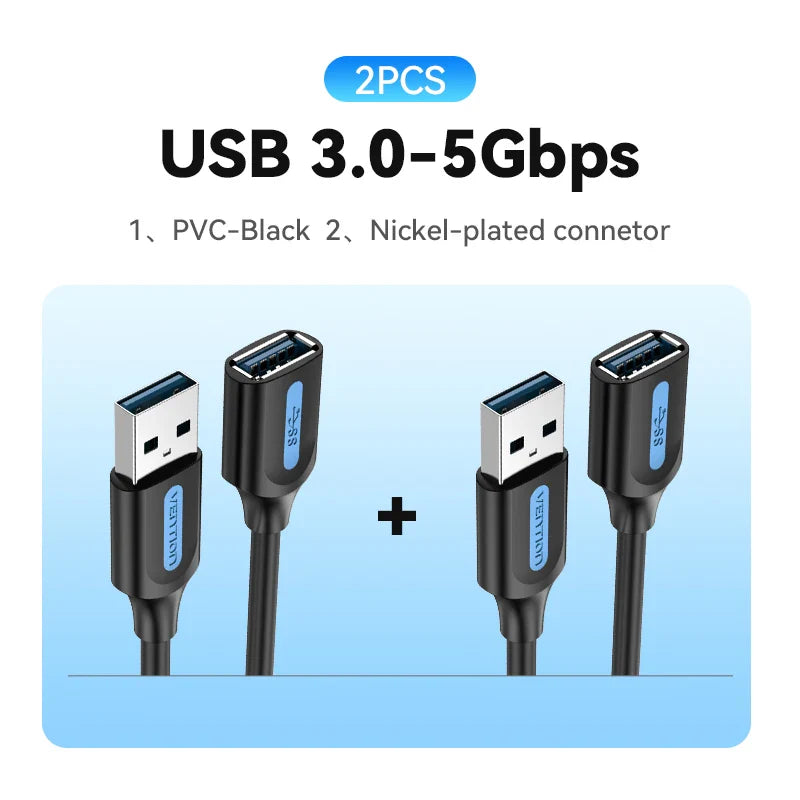 Vention USB 3.0 Extension Cable – High-Speed Data Extender Cord for PC, Smart TV, Xbox One & SSD | USB 2.0/3.0 Compatible Cable