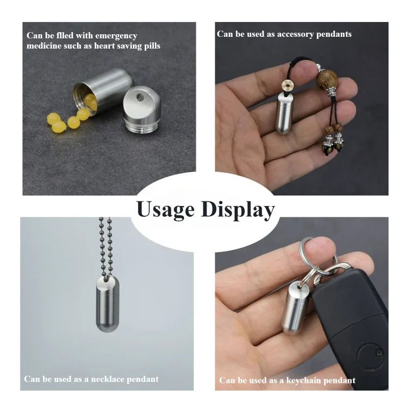 Portable Waterproof Metal Capsule Box – Mini Stainless Steel Pill Case Holder for Medicine, EDC Tool, and Seal Bottle