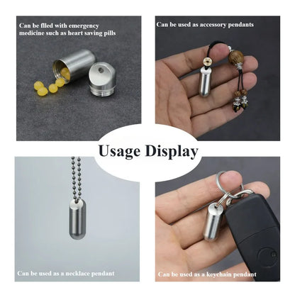 Portable Waterproof Metal Capsule Box – Mini Stainless Steel Pill Case Holder for Medicine, EDC Tool, and Seal Bottle