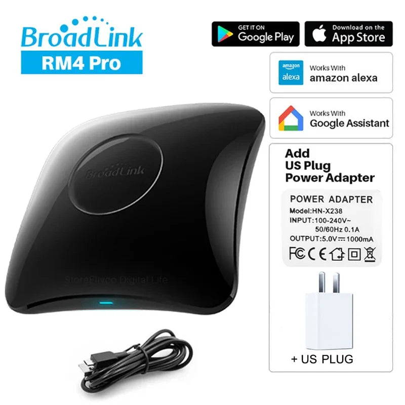 Broadlink RM4 Pro Universal Smart Remote – IR/RF/WiFi Control, Works with Alexa & Google Home