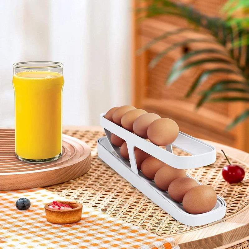 New Refrigerator Egg Rolling Storage Rack - Rolldown Egg Dispenser Holder, Refrigerator Storage Box