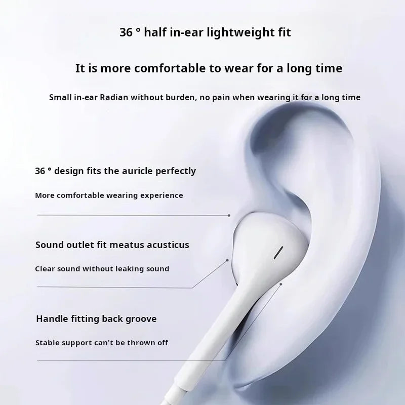 Apple iPhone Earphones — Original Wired Headphones for iPhone 7–16 Pro Max with USB-C, Lightning, 3.5mm