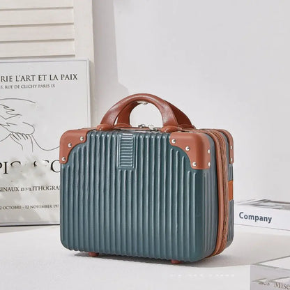 14-Inch Mini Travel Suitcase Cosmetic Box - Hand Luggage Organizer with Password Lock, Small Makeup Case for Boarding