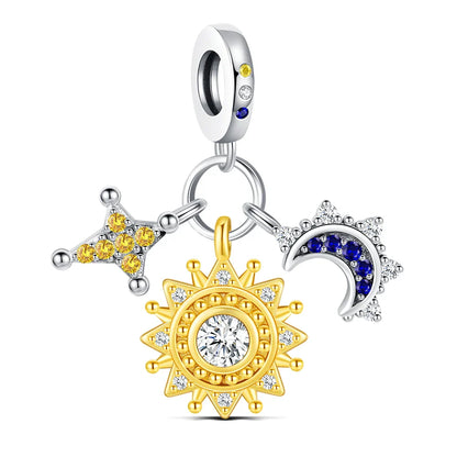 925 Sterling Silver Robot & Sea Turtle Charms Pendant — Moon Bead Bracelet Accessory, DIY Fashion Jewelry Gift for Women